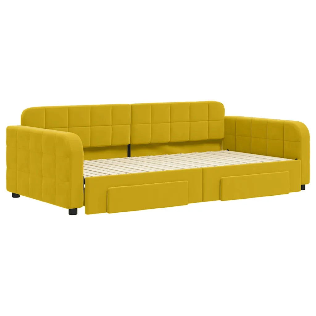 Divano Letto Estraibile con Cassetti-Sofa Letto-Daybed Giallo 100x200cm Velluto 776814
