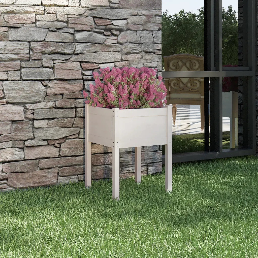 Fioriera da Giardino-Vaso da Esterno Bianca 50x50x70 cm Legno Massello di Pino