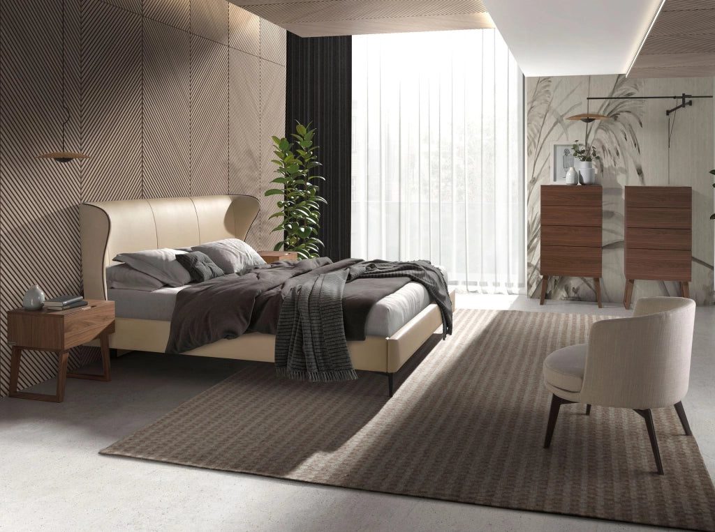Letto in similpelle crema