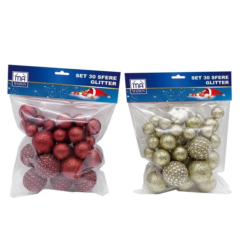 MA MAISON SET 30 SFERE GLITTER - COLORAZIONE ASSORTITA