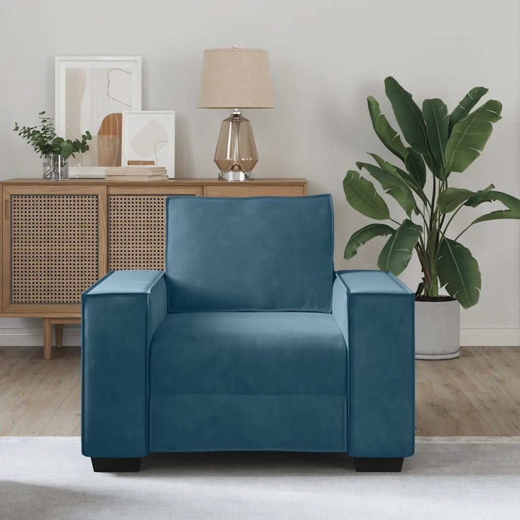 Divano | Divano da soggiorno | Sofa Sedia Blu 100x78x84 cm Velluto