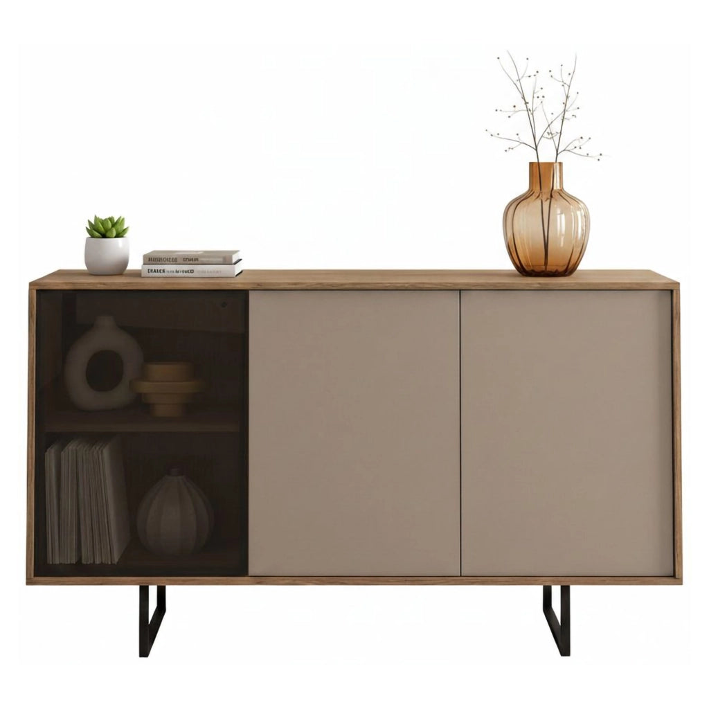 Madia Capena, Credenza Cassetti, 184x40x87h cm Marrone Noce