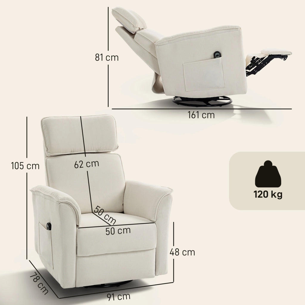 Poltrona Elettrica Reclinabile con Poggiapiedi ¨C zephmum ¨C Cremewei?