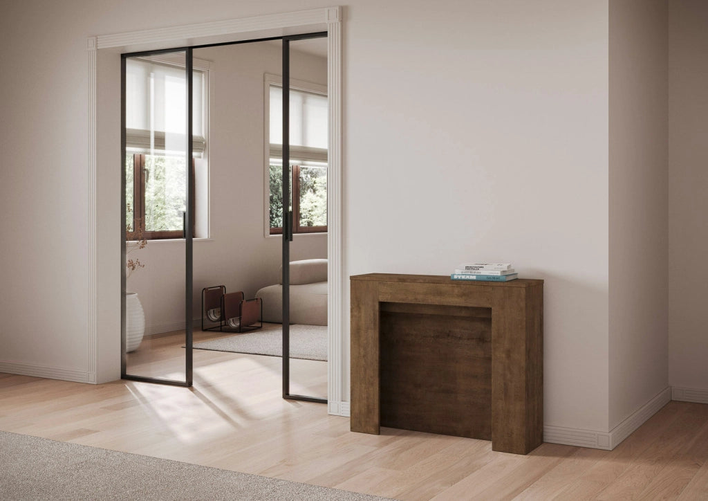 Consolle Allungabile 90x25/211 cm Pannelli in Nobilitato Kiba Noce