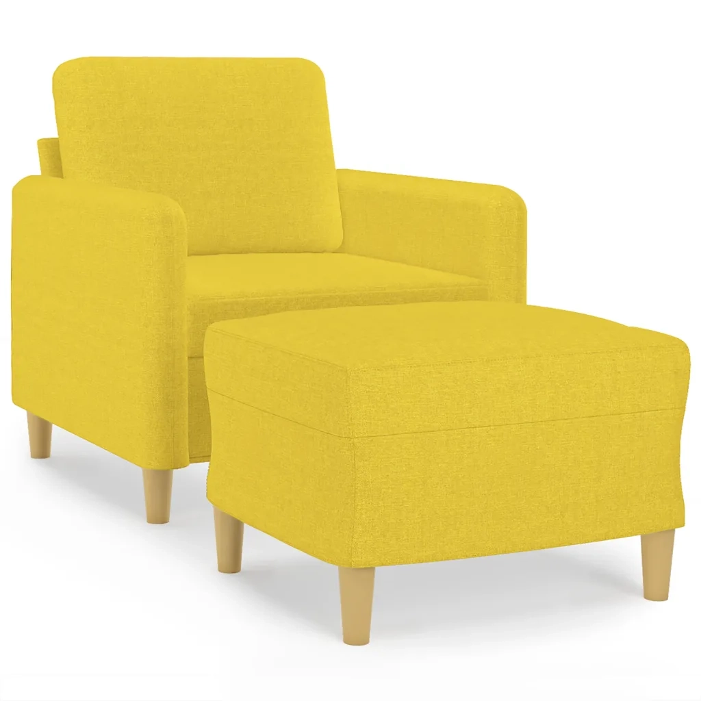 Poltrona con Poggiapiedi Giallo Chiaro 60 cm in Tessuto
