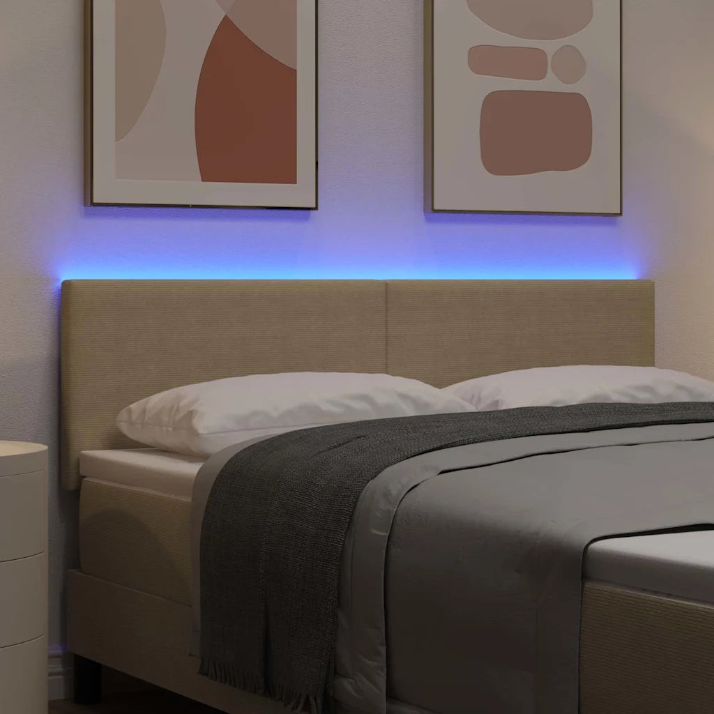 Testiera LED con testiera Grigio Verde 144 cm Tessuto in Cords 3338028
