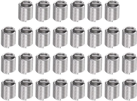 Set di attacchi a spirale in acciaio inossidabile da 30 pezzi, per dadi UNC 1/4-20, 2D, 12,7 mm.