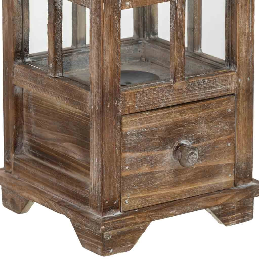 Lanterna in legno marrone 18x18x57,5h cm