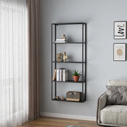 Scaffale da Parete Jämijärvi in Acciaio con Scomparti Aperti 140 x 60 x 18 cm Nero, opaco [en.casa]