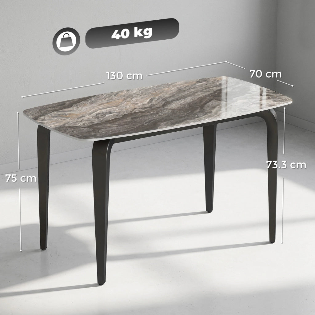 Tavolo da Pranzo Moderno ¨C zephmum ¨C Pietra Sinterizzata, Marrone, 130x70 cm