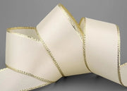 Tessuto decorativo da 50 m x 40 mm con bordo dorato - decorazione per Natale e inverno con finitura Lurex