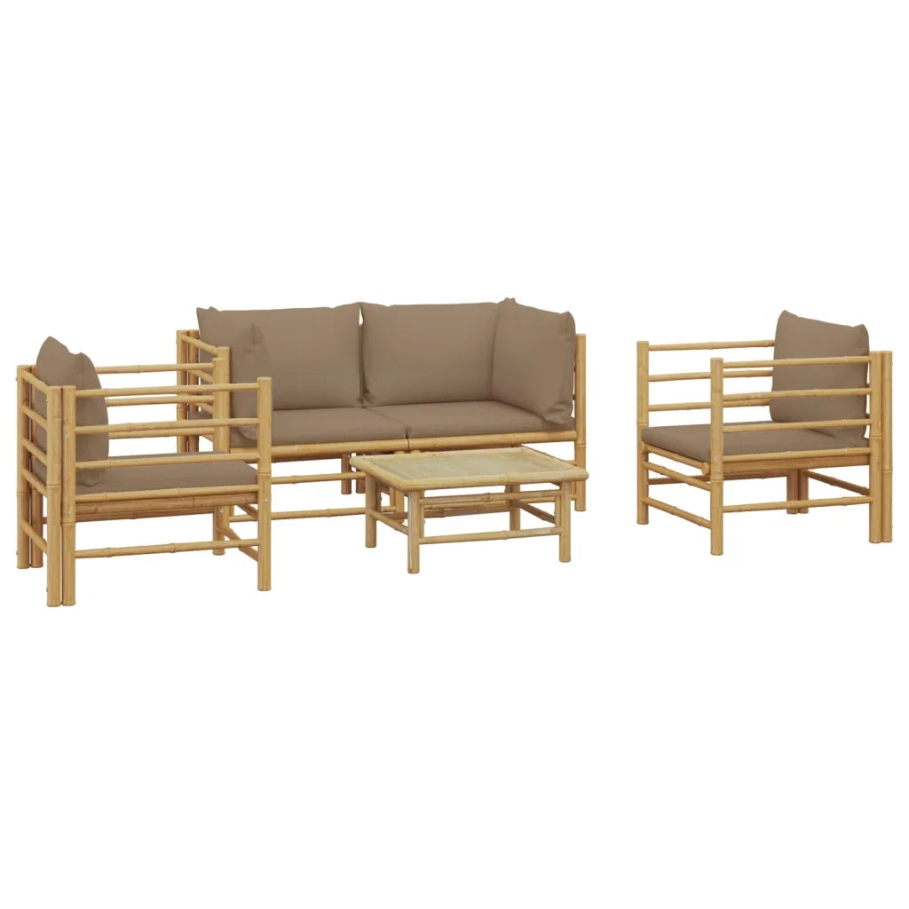 Set Salotto da Giardino 5pz con Cuscini Tortora BambÃ¹cod mxl 77161