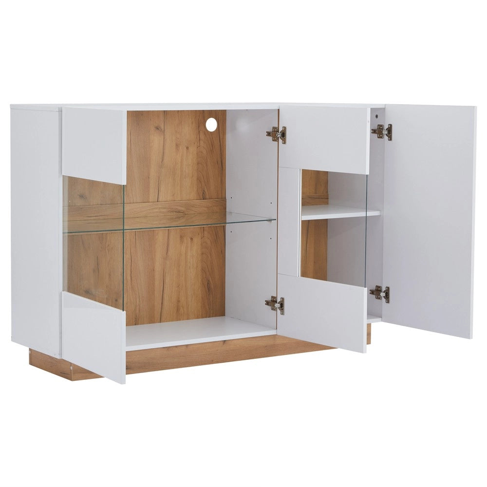 Consolle Ingresso ¨C MINIMAL ¨C Bianco Lucido, Legno, Vetro, 138x38x90,5cm