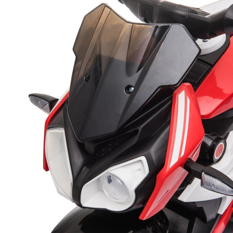 Motocicletta elettrica per bambini, con luci e suoni, 3 km/h, ricaricabile, in plastica e metallo, nera/rossa