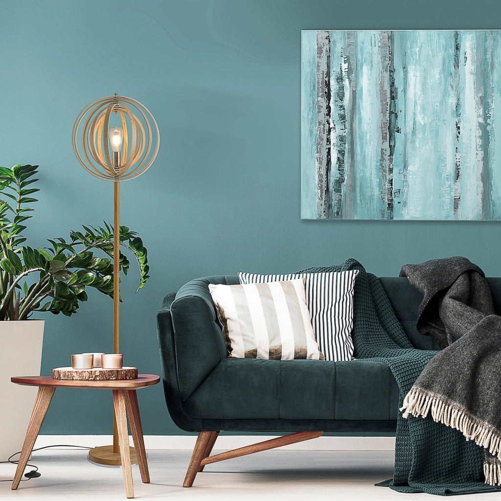 Lampada da Terra in Acciaio Colore Legno Ø38x160 cm