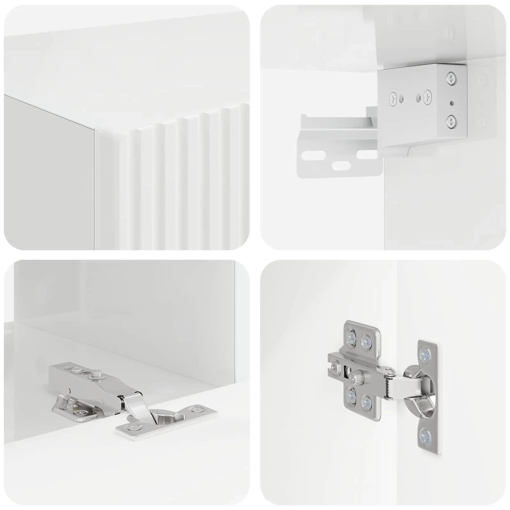 Set mobile TV 4 pz-Credenza per TV Bianco Lucido Legno multistrato 791865
