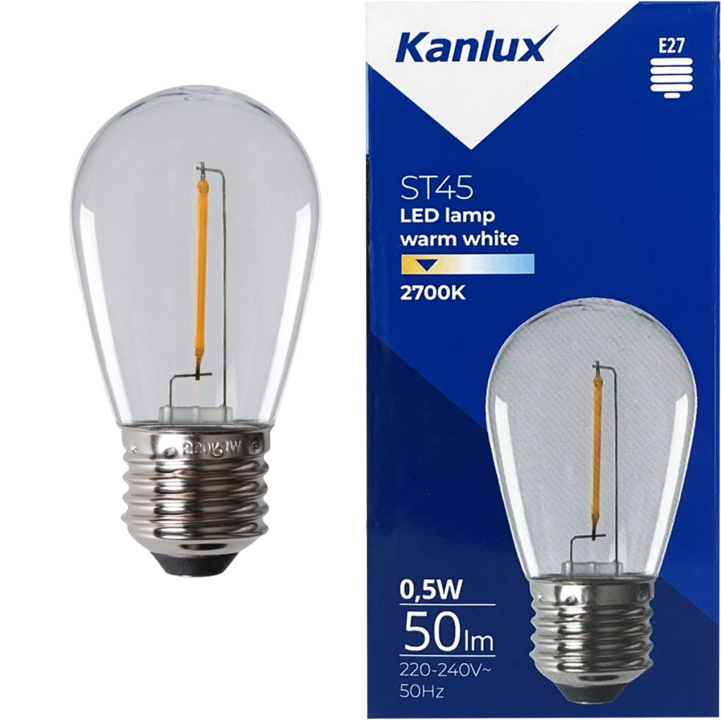 Kanlux lampadina LED filament ST45 E27 0,5W 50lm 2700K