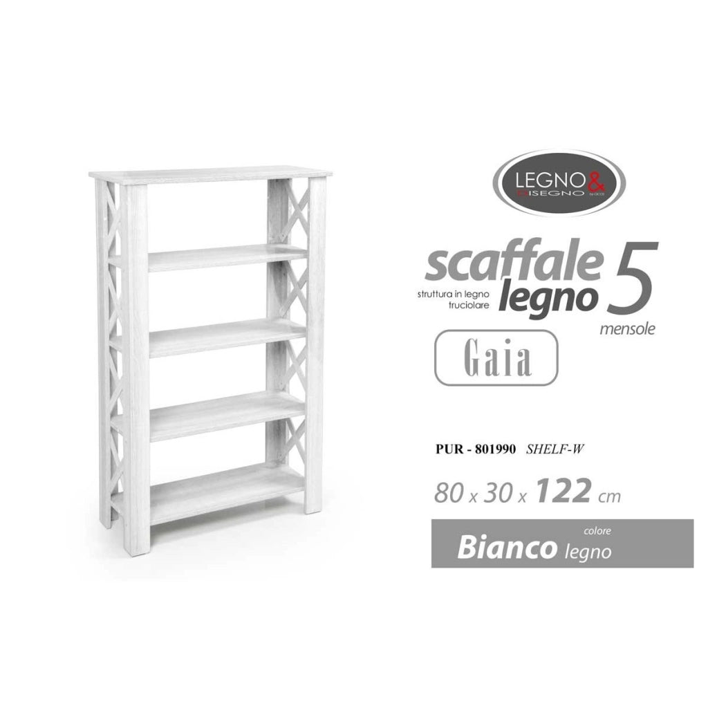Scaffale 4 ripiani bianco cm 80x30x122  h