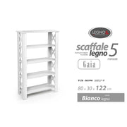 Scaffale 4 ripiani bianco cm 80x30x122  h