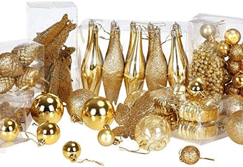 Deuba® Set Completo Palline Albero di Natale 102pz Ø 3-6cm Decorazioni Feste Natalizie Addobbi FESTIVITÀ Puntale Catena Perline