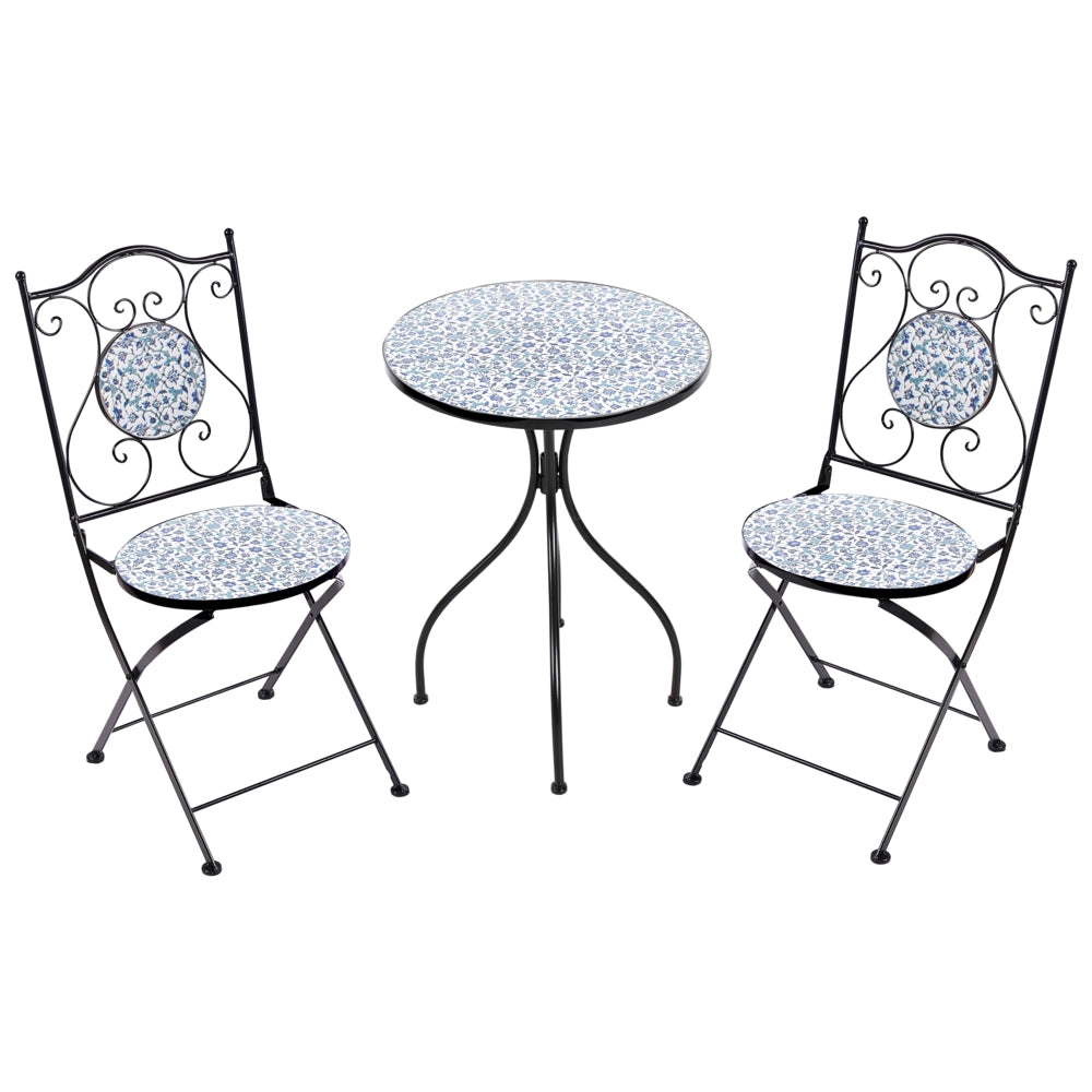 Set da bistrot da giardino in metallo nero con motivo a mosaico stile vintage