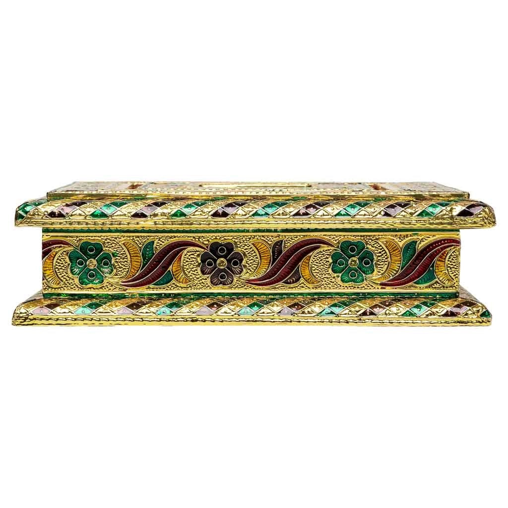 Portagioie in metallo dorato sbalzato 20x20x6h