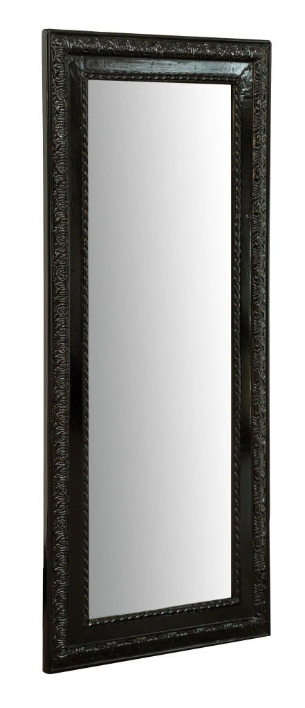 Biscottini Specchio Specchiera da parete e appendere verticale/orizzontale L35xPR4xH82 cm finitura nero lucido