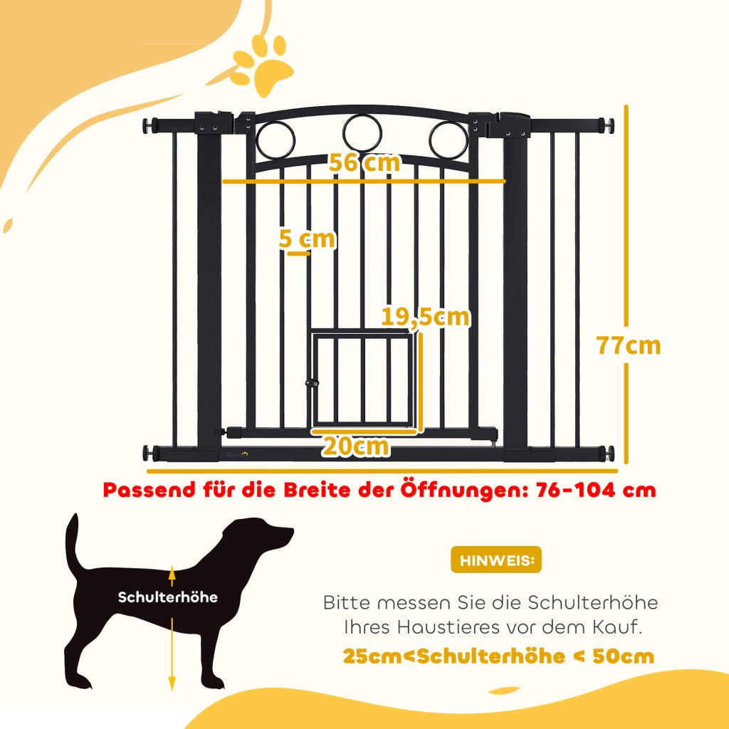 Cancelletto per Animali ¨C Xylo ¨C 77 cm, regolabile 76-104 cm, con gattaiola, nero