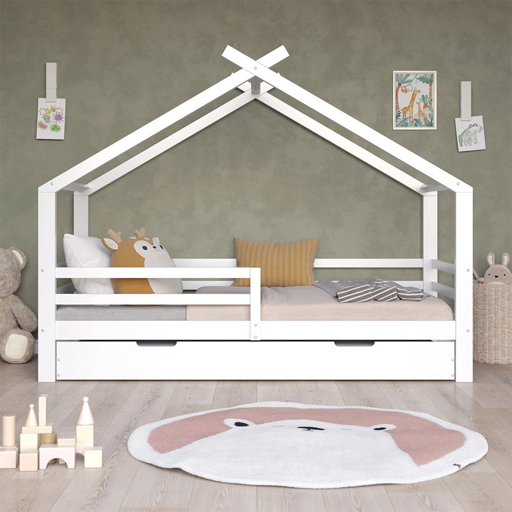 Vitalispa Letto montessori bambini Bianco 200 x 90 cm con letto e materasso per ospiti