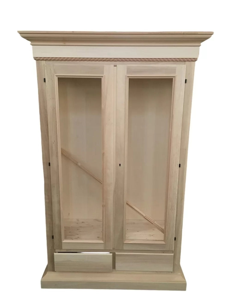 Vetrina classica 2 porte in legno grezzo l.125 p.48 h.196 (606) - Mobili 2G