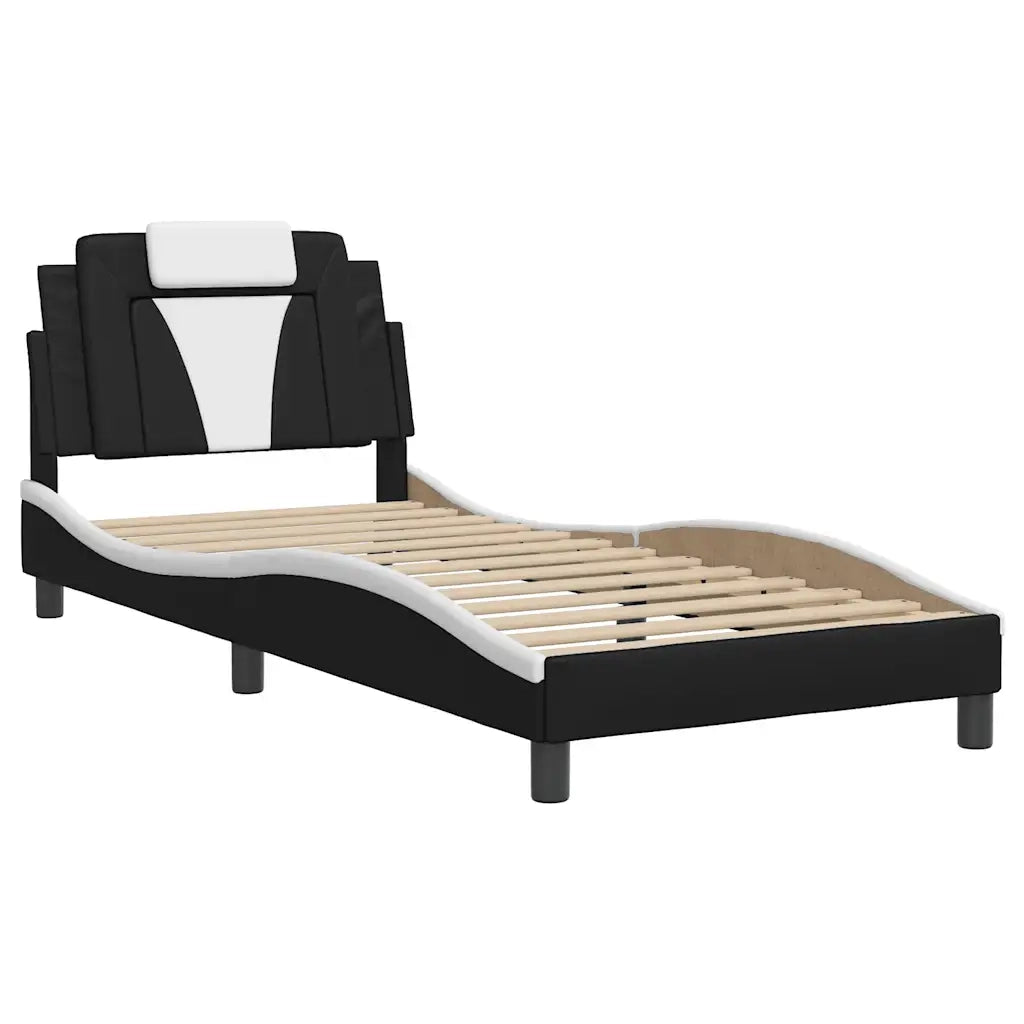 Giroletto Viana senza Materasso Nero e Bianco 80x200 cm in Similpelle