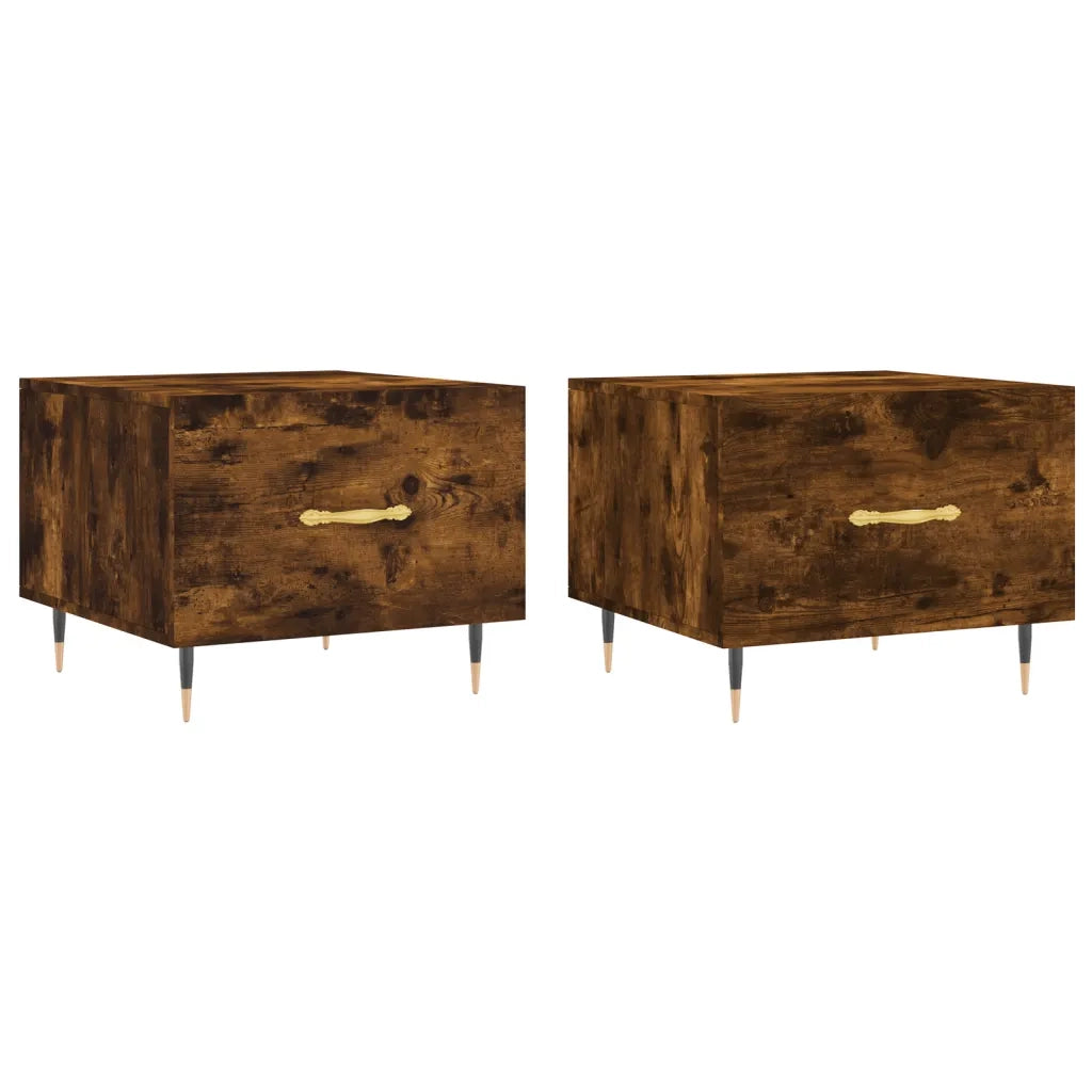 2 pz Tavolini salotto | Tavolino da caff¨¨ | Tavolino da Soggiorno Rovere Fumo 50x50x40cm Legno Multistrato