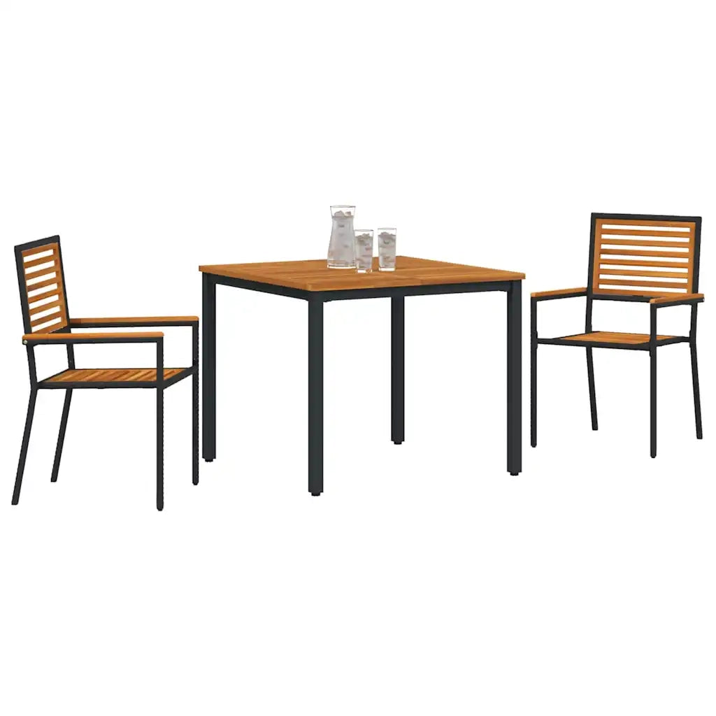 Set da Pranzo per Giardino 3 pcs Nero e Marrone polyrattan