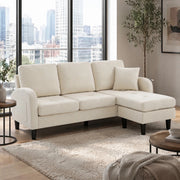 Sofa angolare modulare con chaise longue 166 x 118 x 77 cm; beige chiaro in tessuto effetto lino