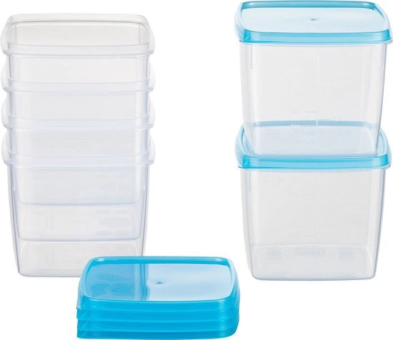 Contenitore congelatore quadrato 11x11x9,5 cm 0,75L (6 pezzi) azzurro chiaro