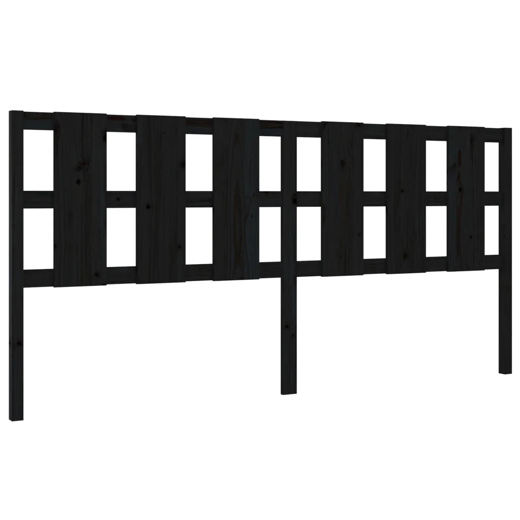Testiera per Letto-Testata-Testiera Decorativa Nera 205,5x4x100cm in Legno Massello di Pino 683425