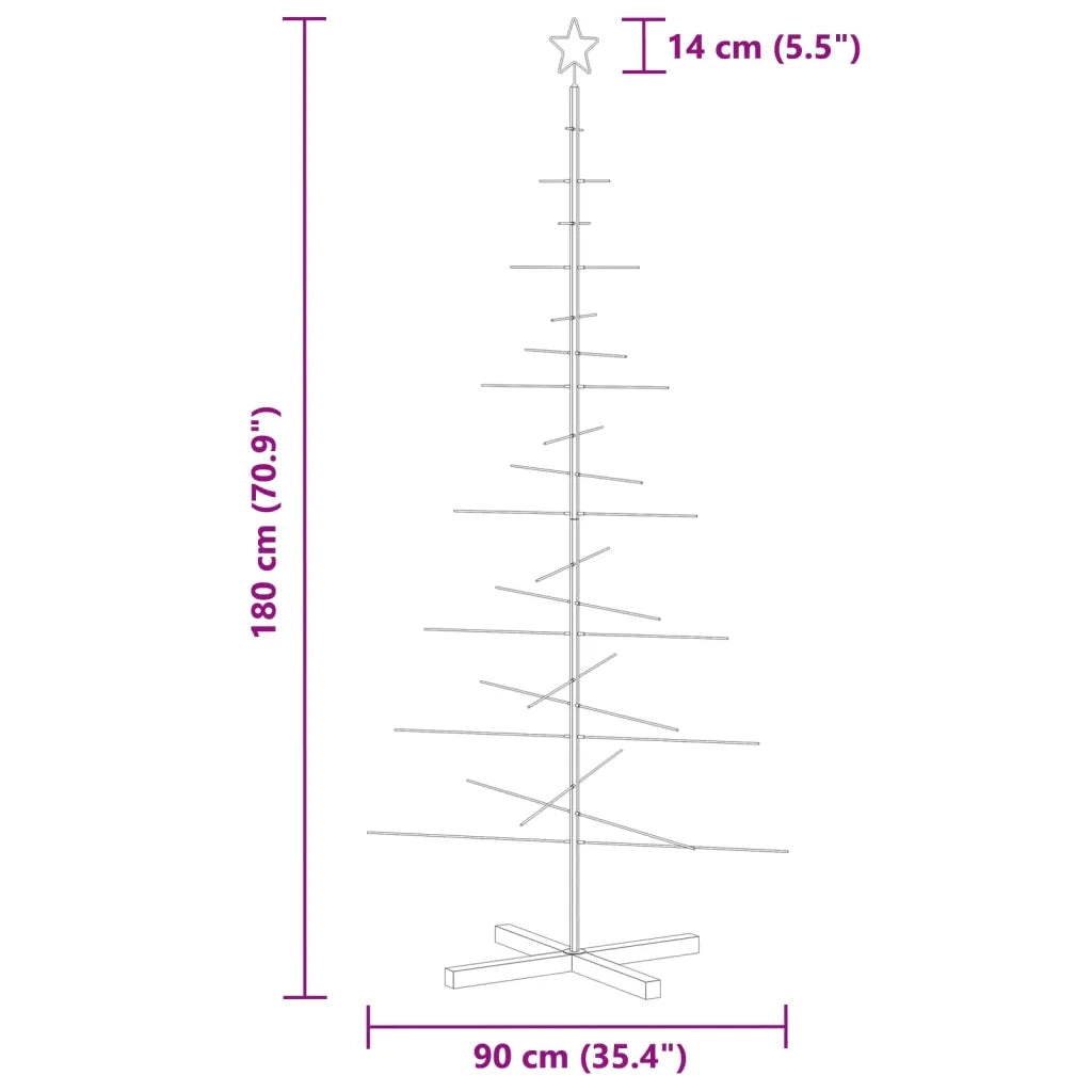 Albero di Natale in Metallo con Base in Legno Nero 180 cm 359605