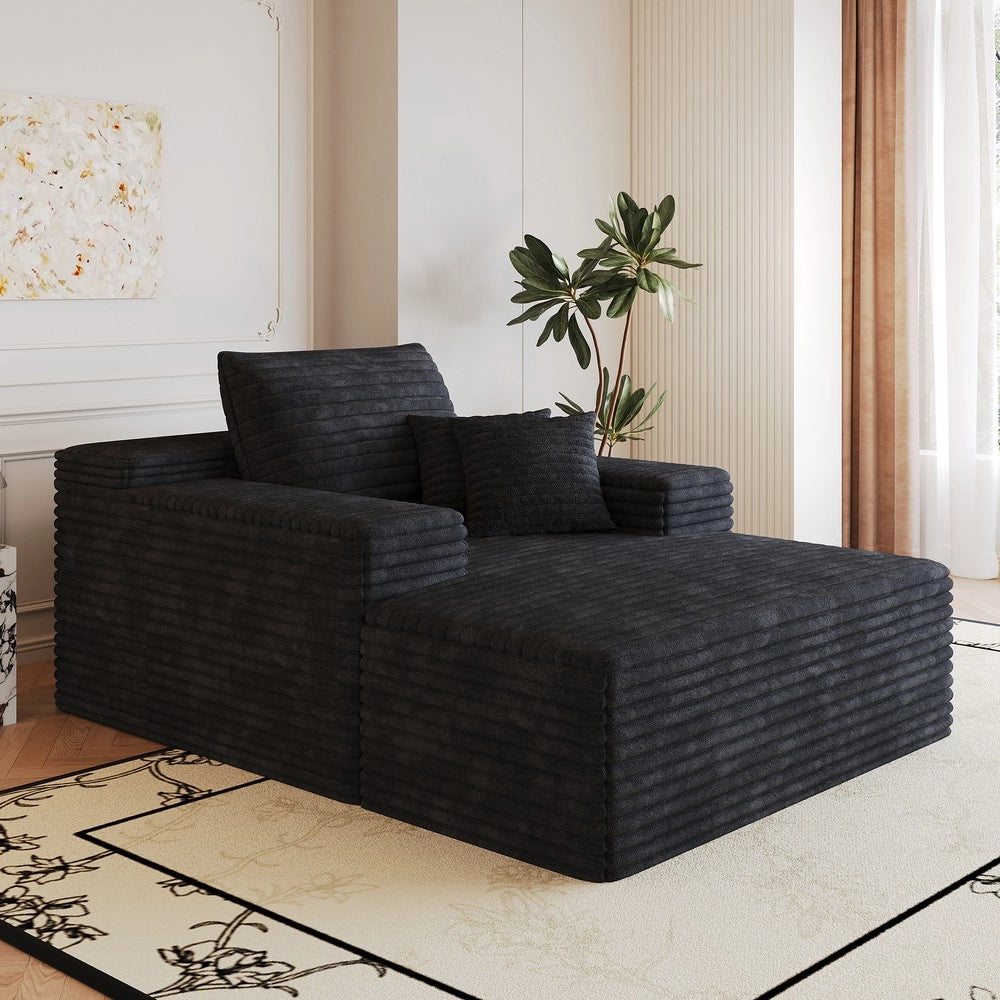 Divano Chaise Longue ¨C Minimal ¨C nero in tessuto imbottito 115x159cm
