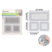 Trade Shop - Set 6 Toppe Adesive Rete Grigia Riparazione Fori Strappi Zanzariere 45x85mm/45x45mm 622157 -