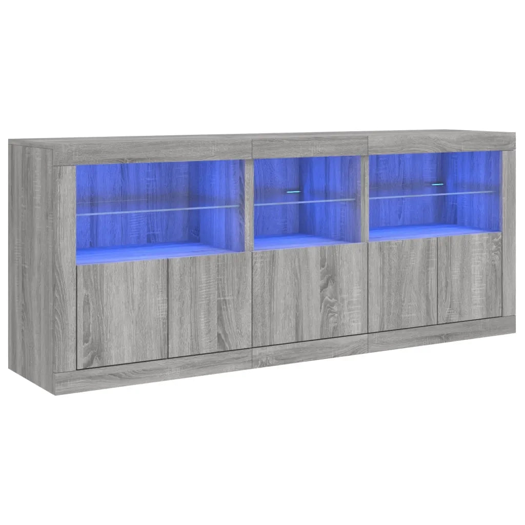 Credenza | Madia | Buffet da pranzo | Armadio da pranzo con Luci LED Grigio Sonoma 162x37x67 cm