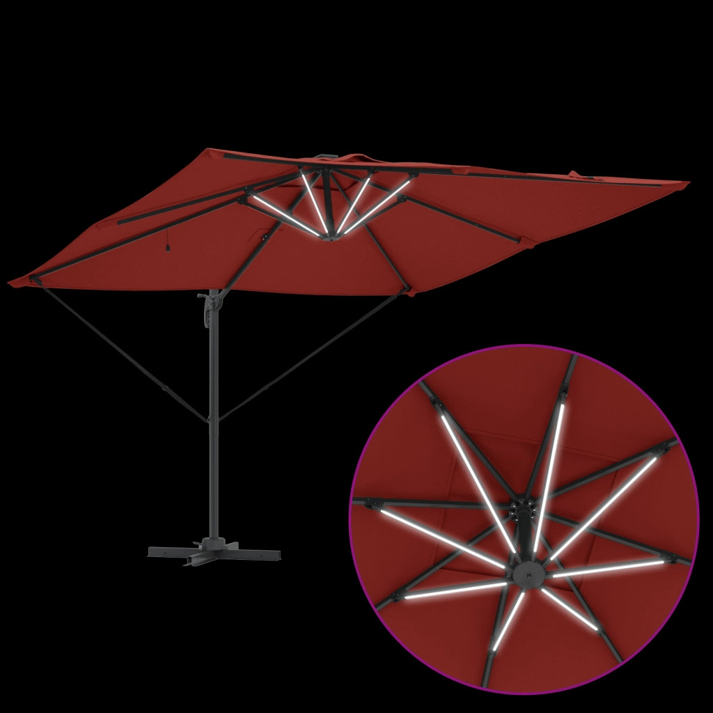 Ombrellone a sbalzo Roma con LED Terracotta 286x285x270 cm Alluminio