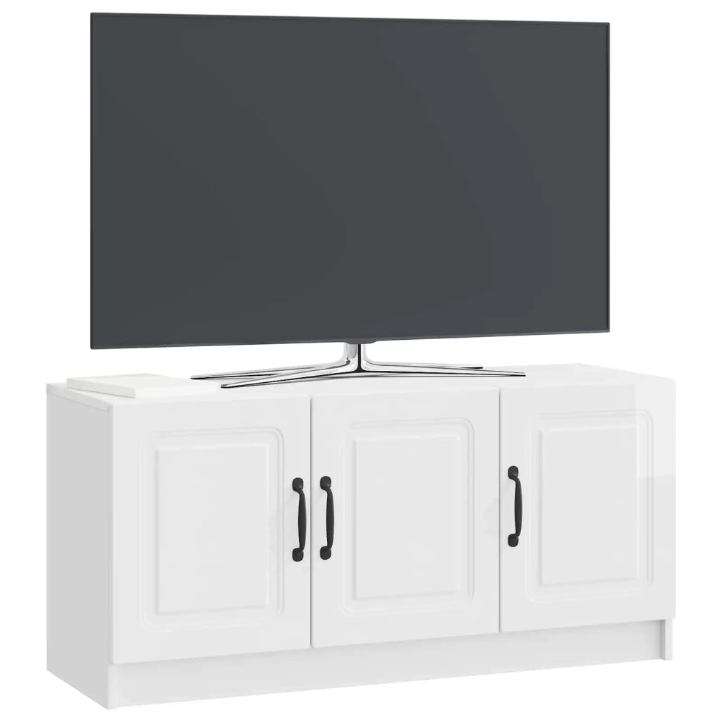 Mobile TV Bianco Lucido 99 x 34,5 x 47 cm Legno ingegnerizzato