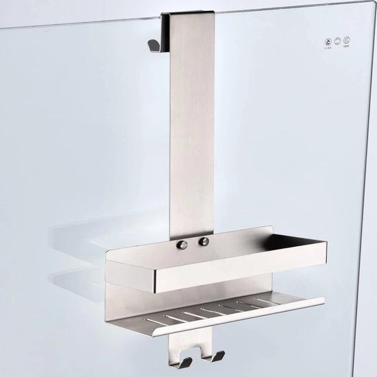 Pannello per doccia con ganci - Adatto per la conservazione nella zona bagno - Acciaio inossidabile