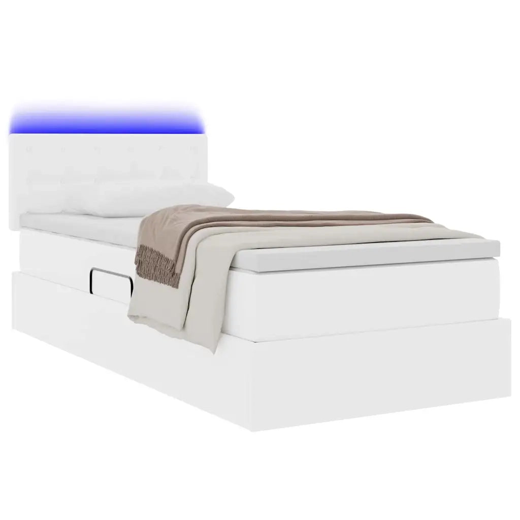 Letto con contenitore e LED con led Bianco Puro 100 x 200 cm