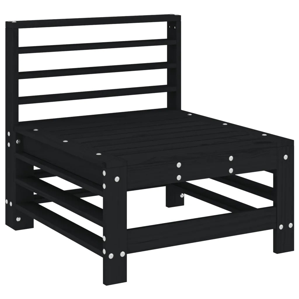 Divano Centrale da Giardino Nero in Legno Massello di Pino 825615
