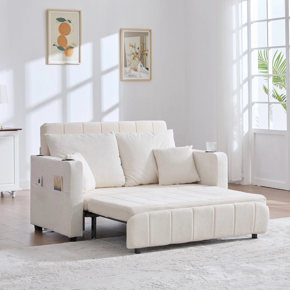 Divano Letto Multifunzione in Tessuto con Contenitore e USB ¨C Xylo ¨C Grigio