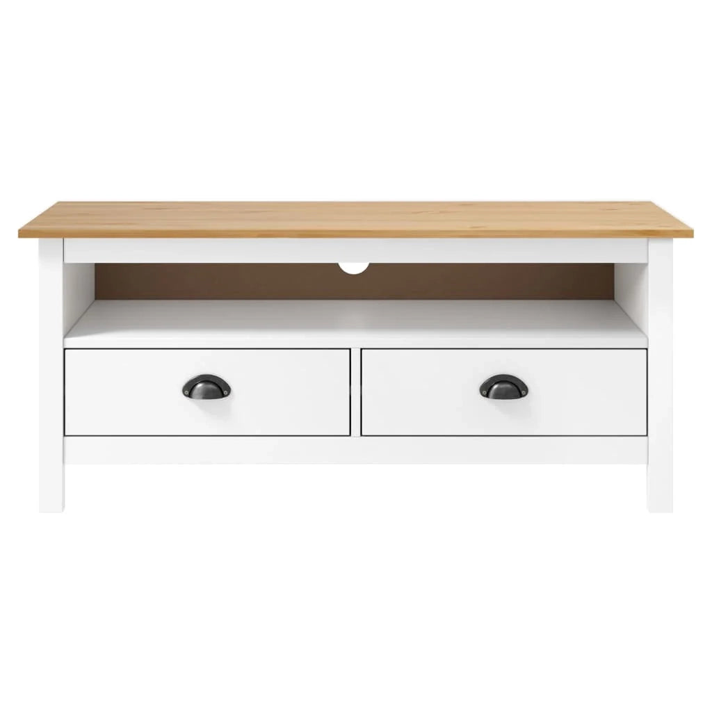 Mobile TV multimediale scaffale TV credenza TV sala da pranzo soggiorno camera da letto Hill Range 110 x 40 x 47 cm legno di pino massiccio bianco 02_0027637