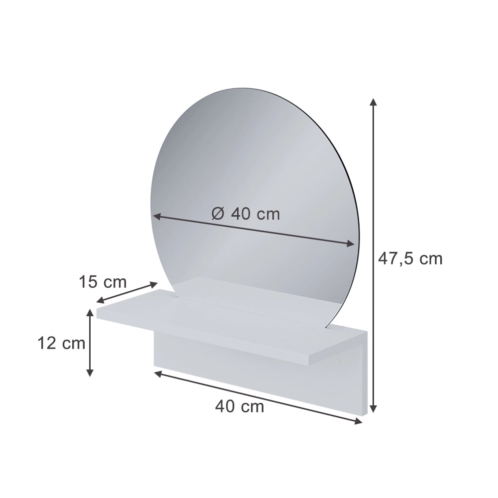 Vicco Specchio bagno Bianco 40 x 47.5 cm con ripiano