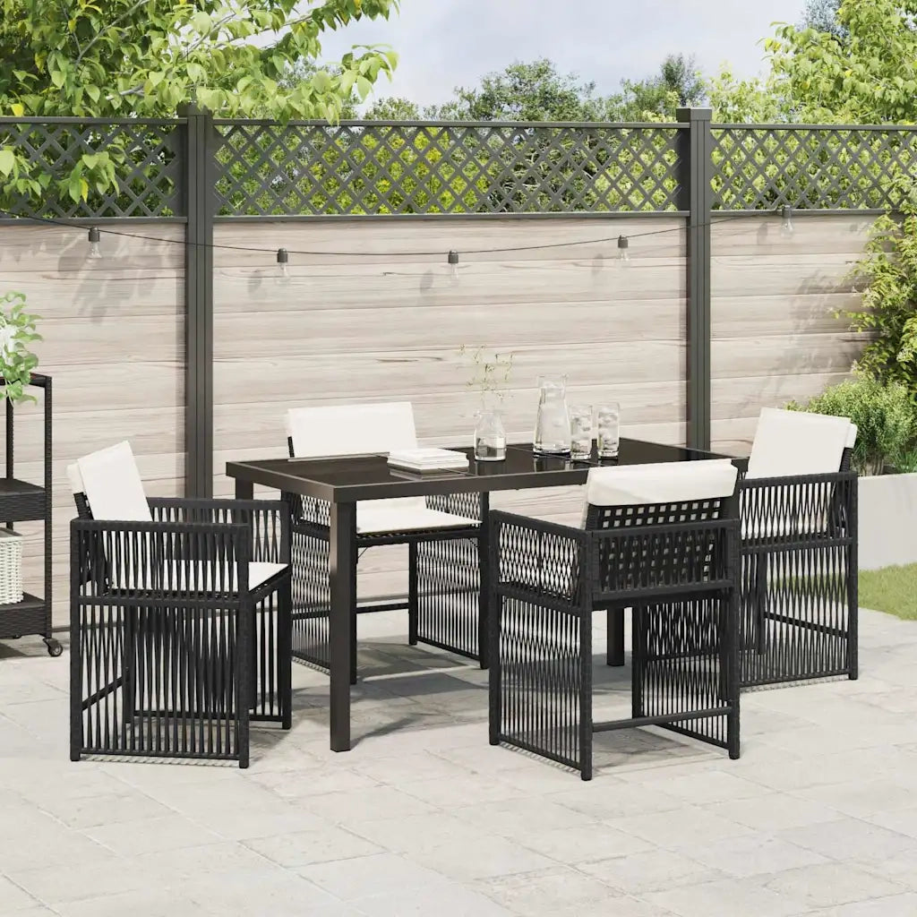 Set da Pranzo per Giardino 5 pcs Nero polyrattan 3380770