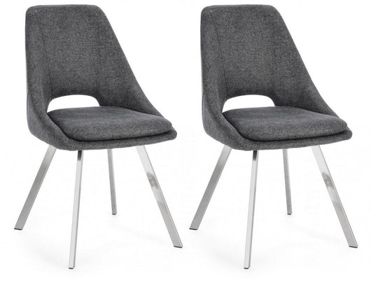 Set 2 Sedie 45x49,5x85 cm Kashar in Tessuto Grigio Scuro